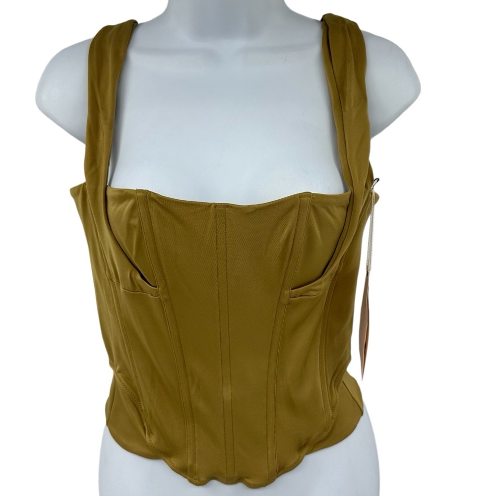 Structured Corset Crop Top in Mustard Yellow